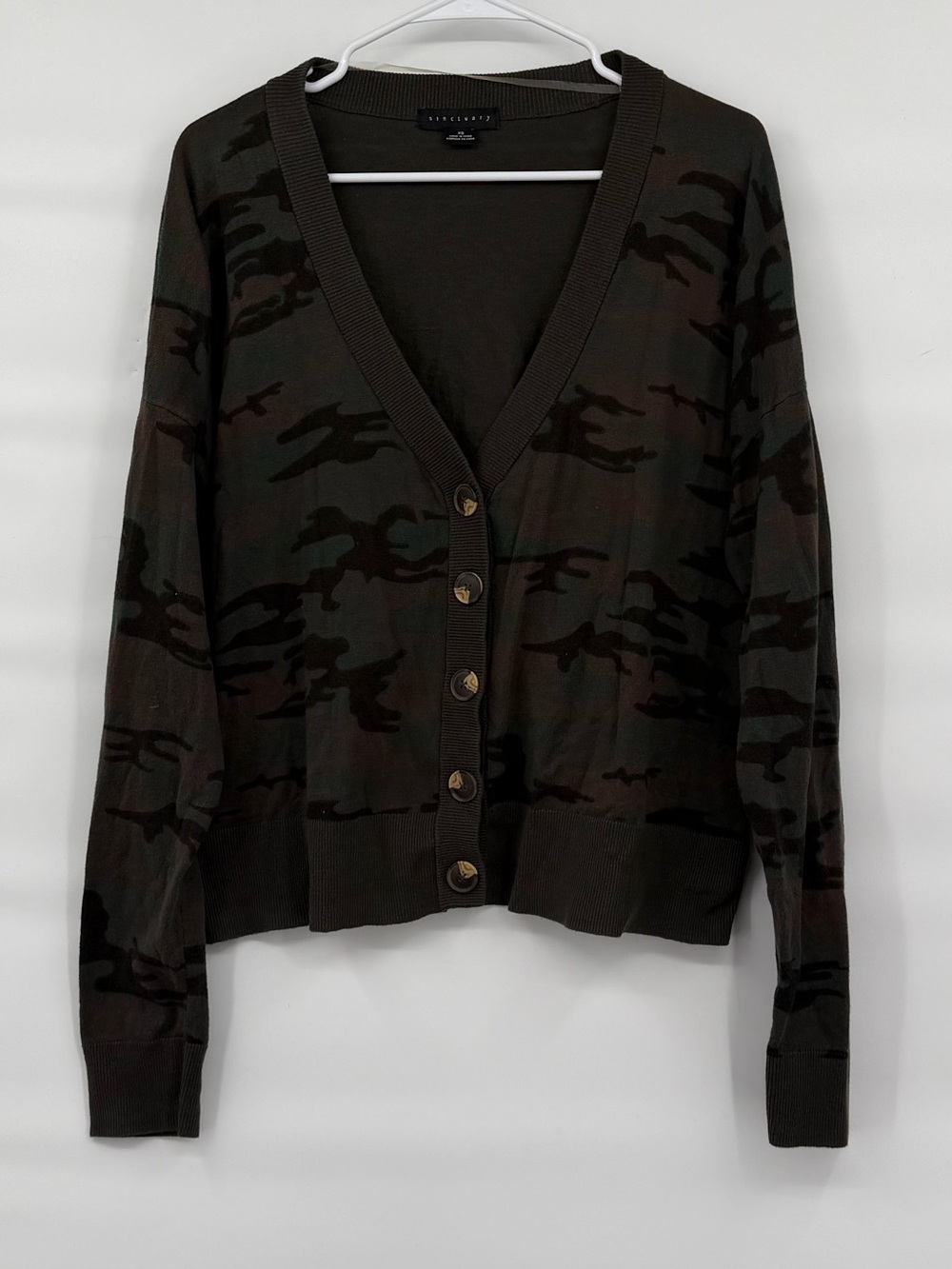 Sanctuary cotton blend oversized camouflage cardigan